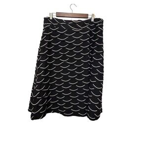 Zac & Rachel Womens Black White Scalloped Tiered Knee Length Skirt Size Large